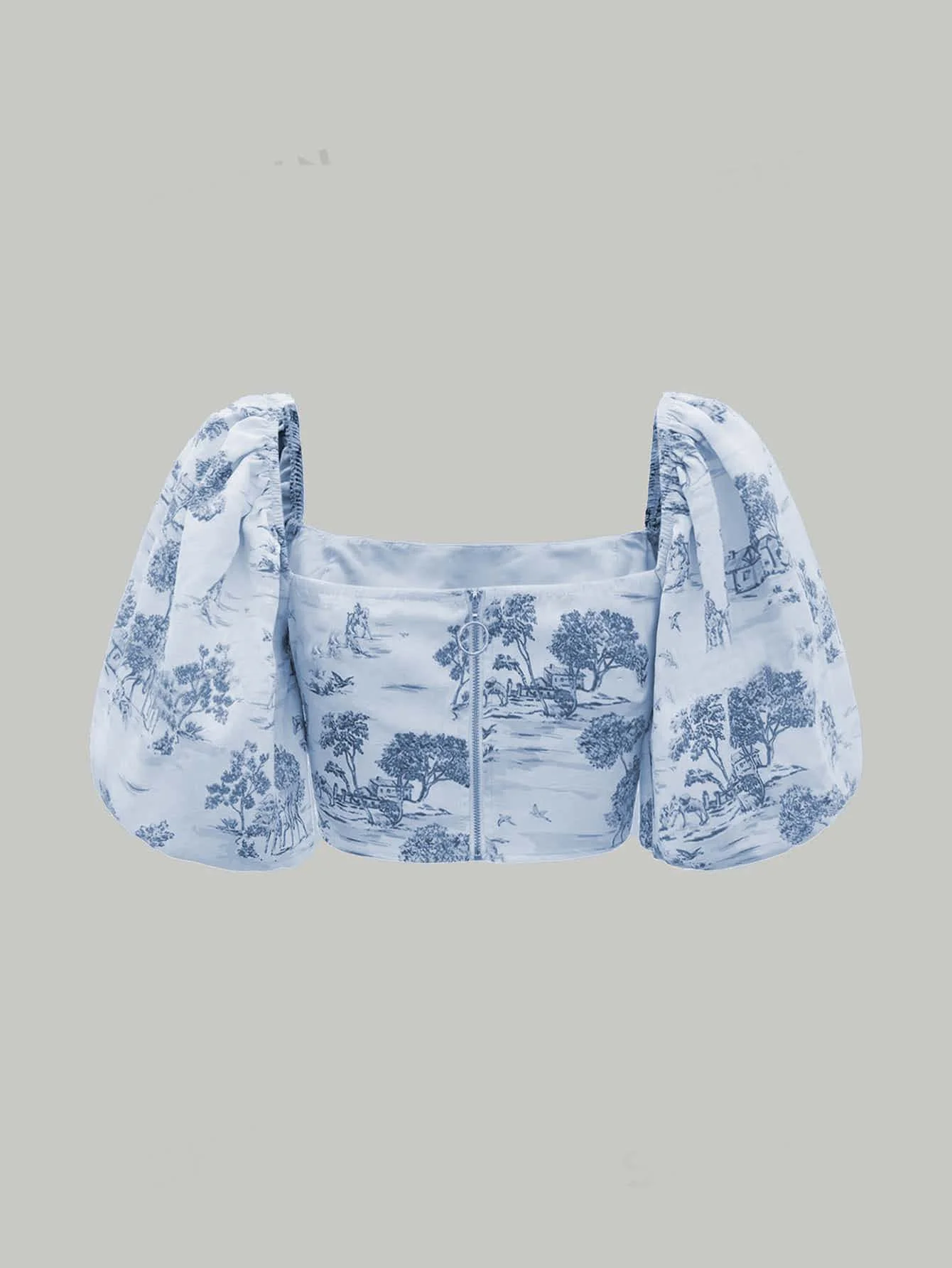 Milkmaid Top PDF sewing pattern: puff-sleeve crop top, back view