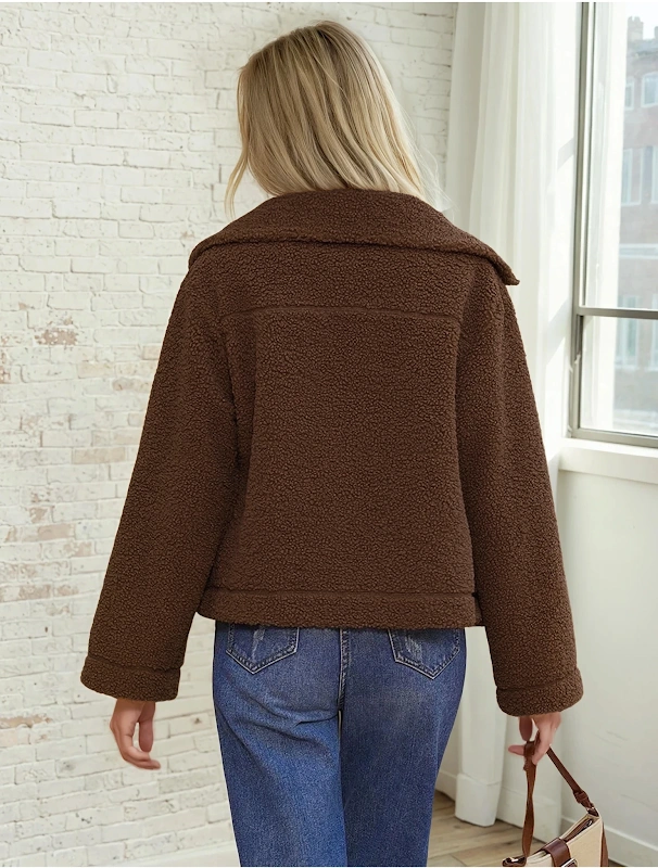 Noah Jacket PDF sewing pattern: yoked sherpa zip jacket, back view