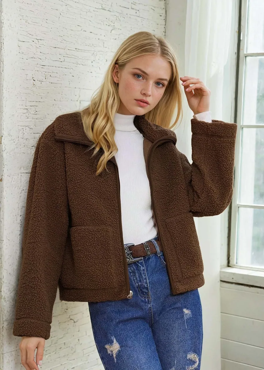 Noah Jacket PDF sewing pattern: yoked sherpa zip jacket, view 3 of 3