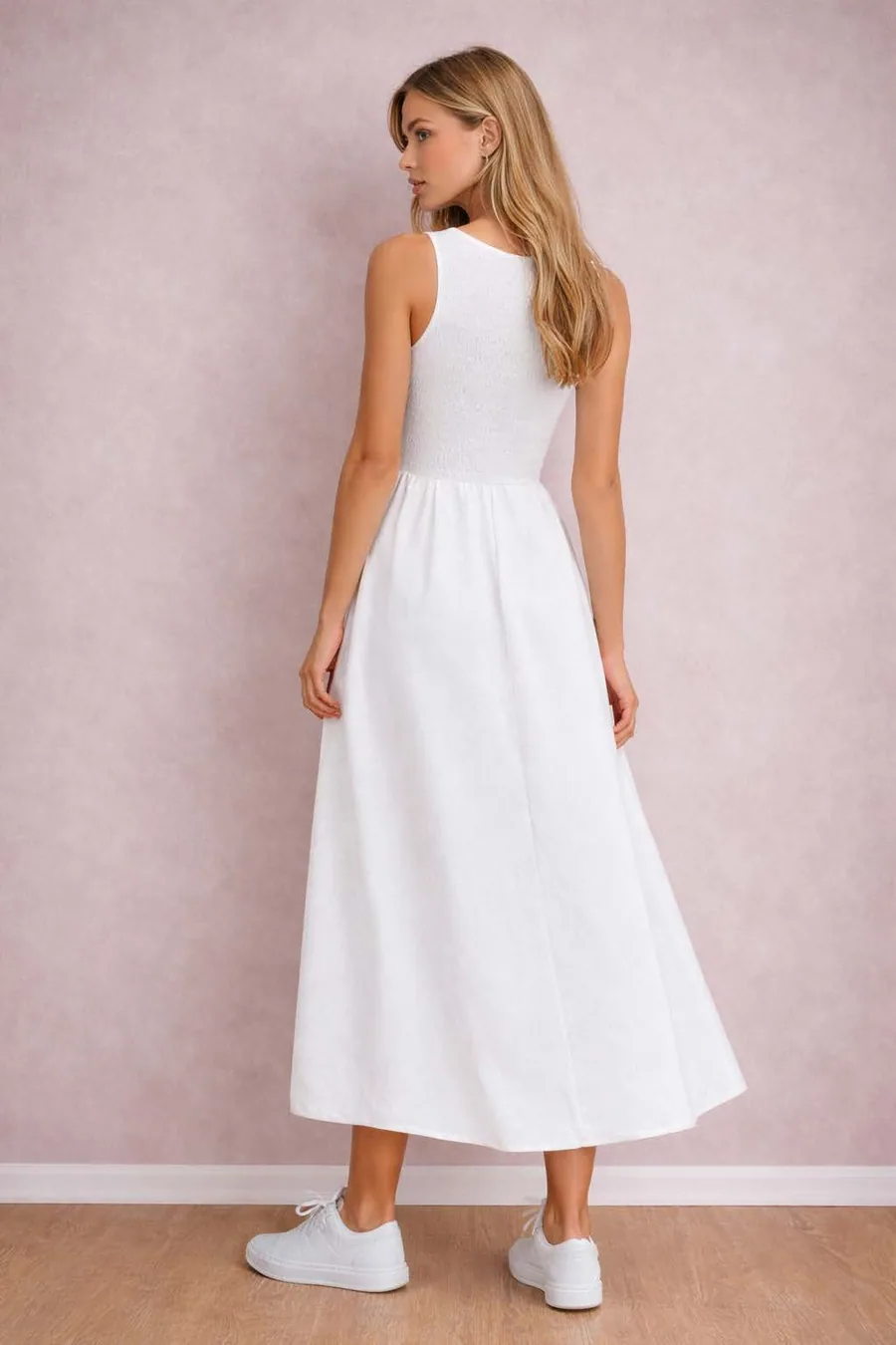 Nora Dress PDF sewing pattern: shirred bodice knit midi, view 3 of 3