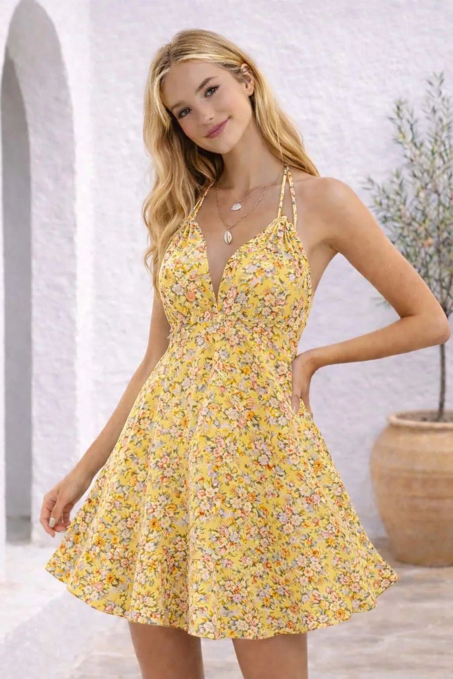 Open Backless Dress PDF sewing pattern: open-back halter mini, view 3 of 3