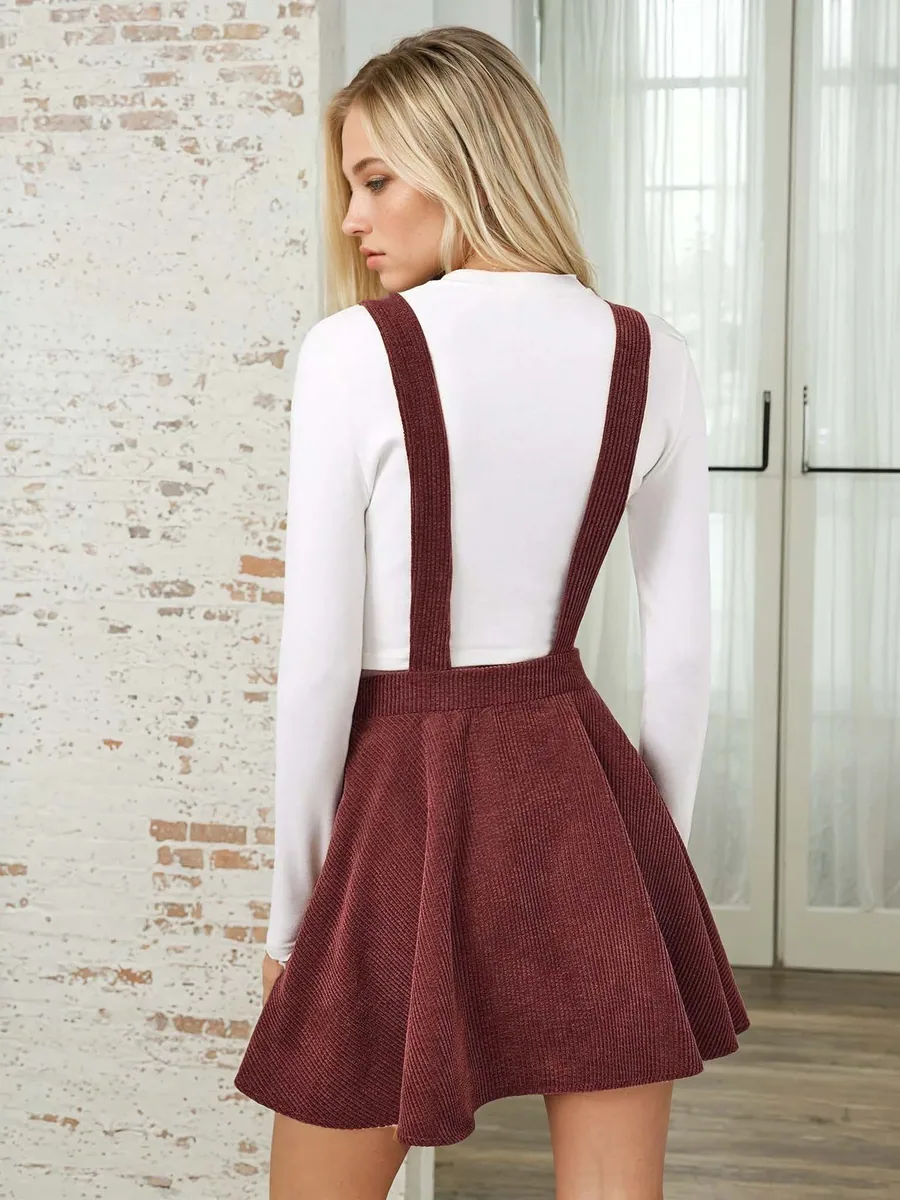 Overall Dress PDF sewing pattern: corduroy pinafore skirt, view 3 of 3