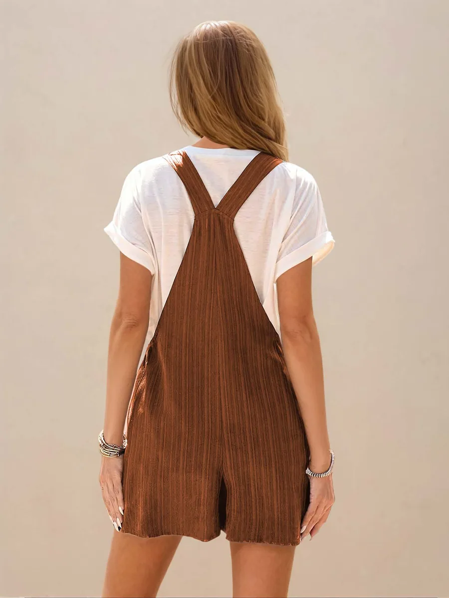 Overall Romper PDF sewing pattern: short dungaree romper, back view