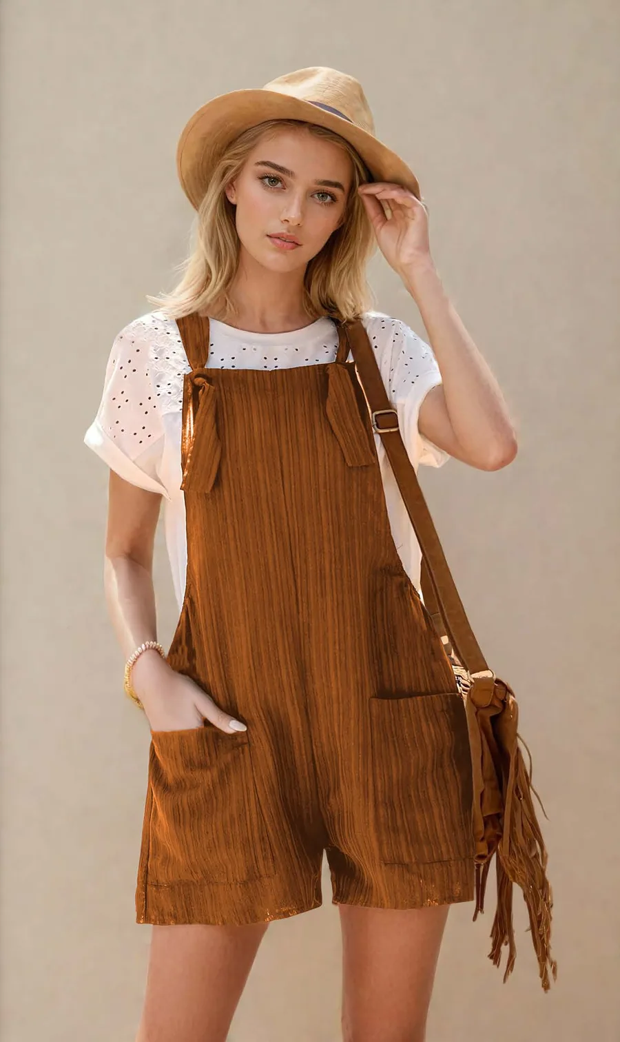 Overall Romper PDF sewing pattern: short dungaree romper, view 3 of 3