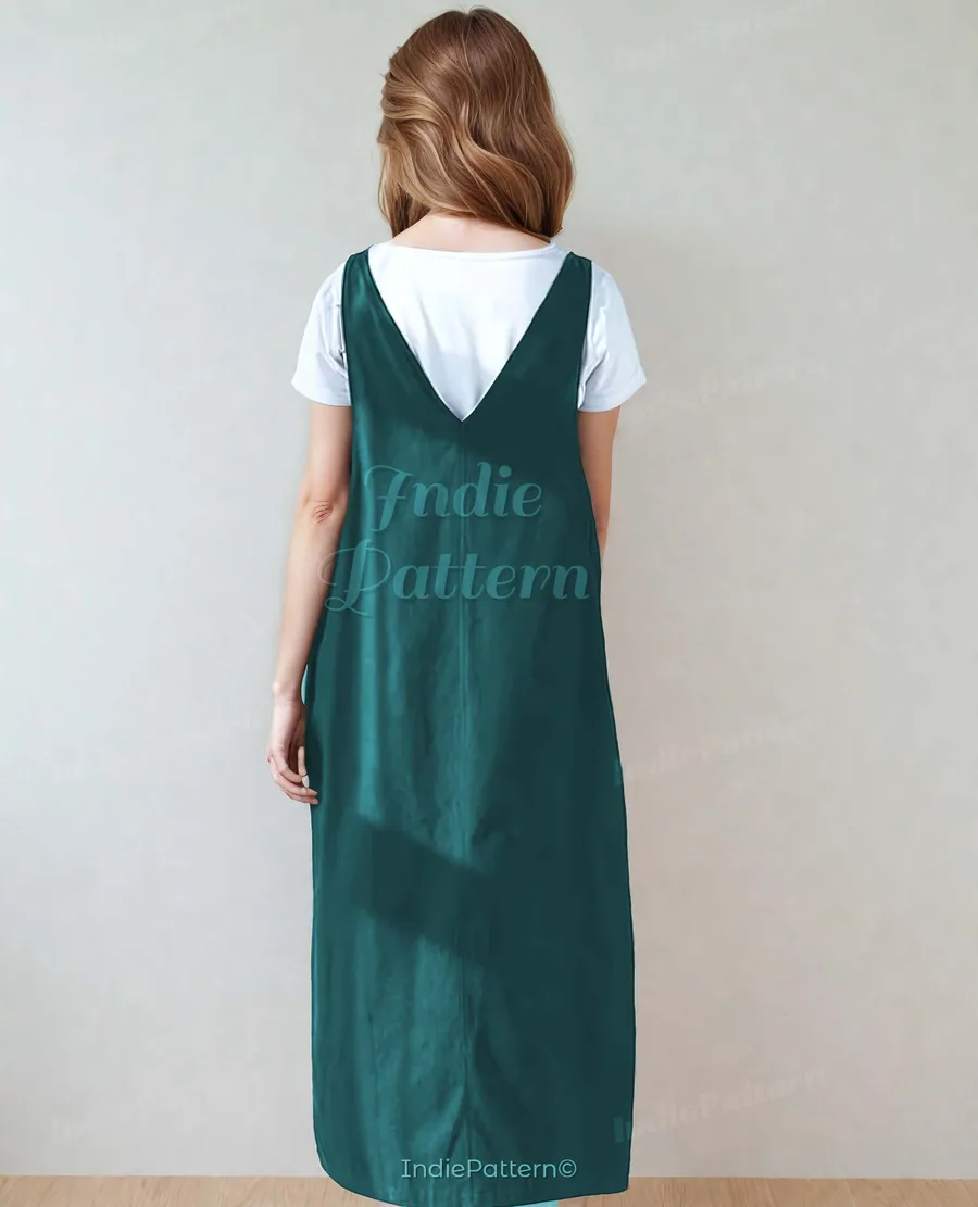 Oversized Dress PDF sewing pattern: oversized pinafore dress, back view