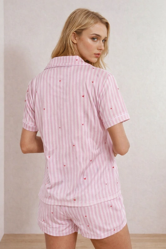 Pajama Set PDF sewing pattern: piped pyjama shirt and shorts, back view