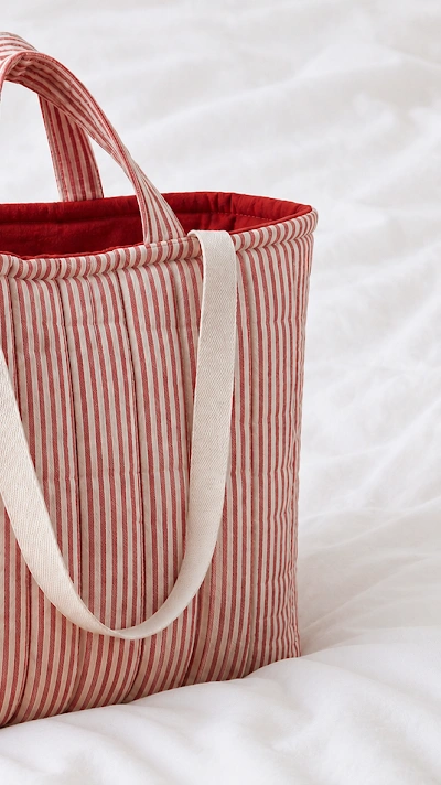 Quilted Totebag PDF sewing pattern: structured quilted tote, back view