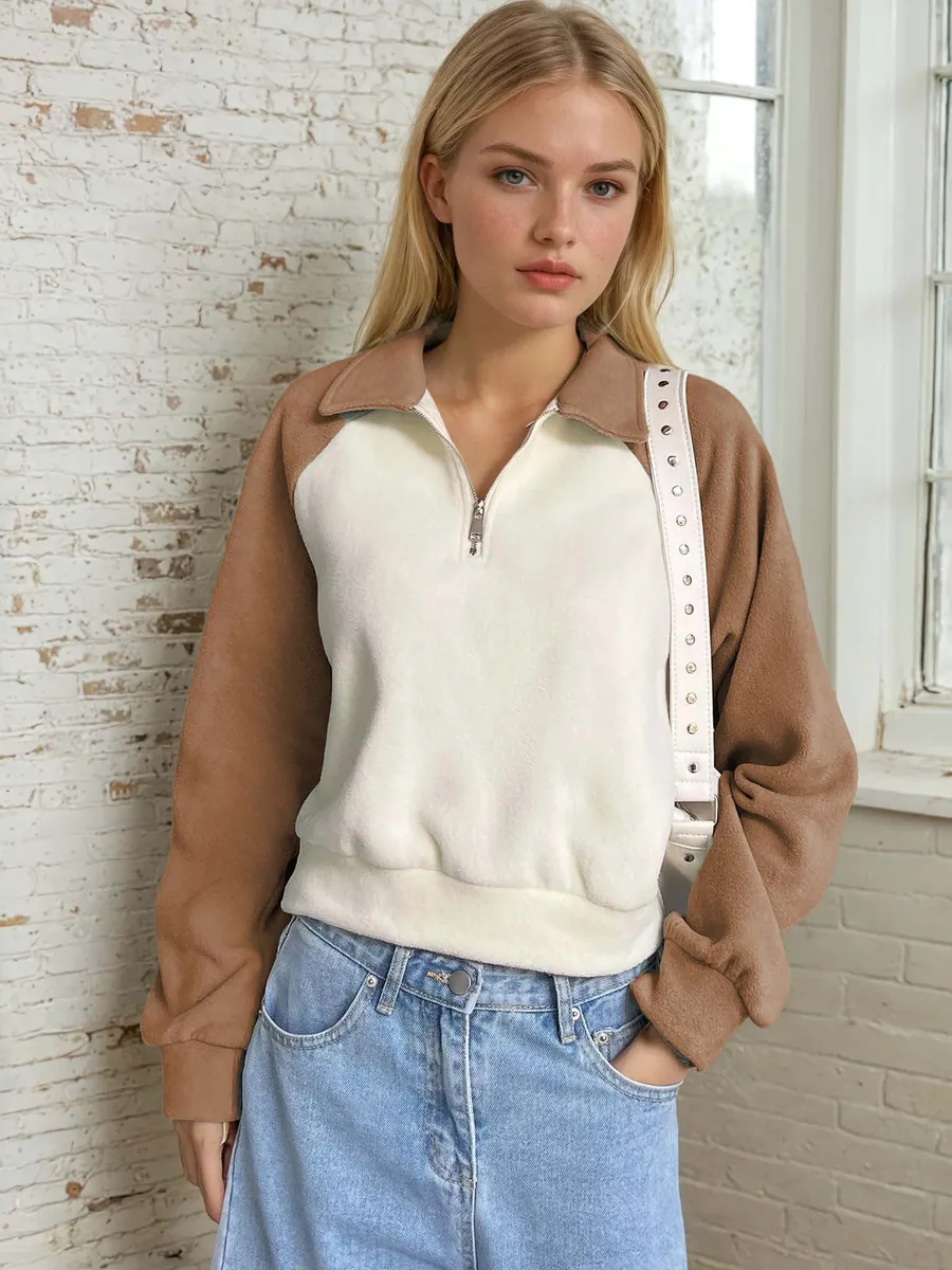 Raglan Sweatshirt PDF sewing pattern: raglan half-zip sweatshirt, view 3 of 3