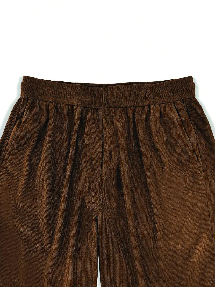 Relaxed Pants PDF sewing pattern: elastic waist corduroy trousers, view 3 of 3