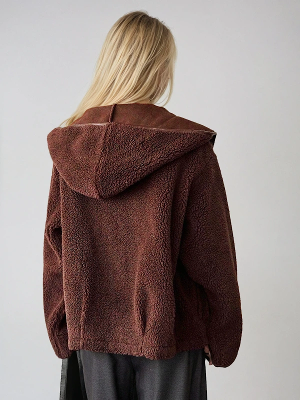 Remi Jacket PDF sewing pattern: hooded sherpa jacket, back view