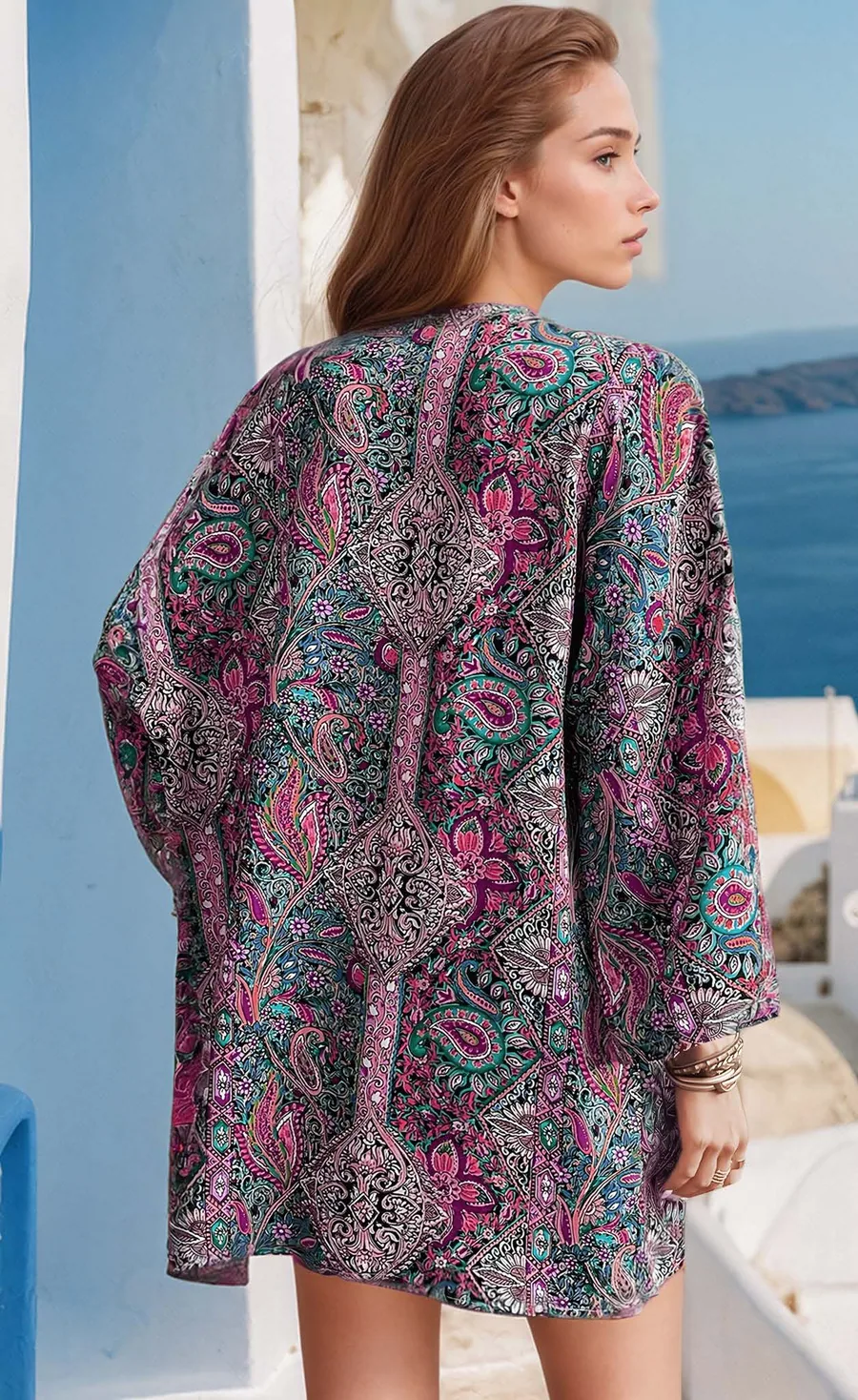 Robe PDF sewing pattern: open kimono robe, back view