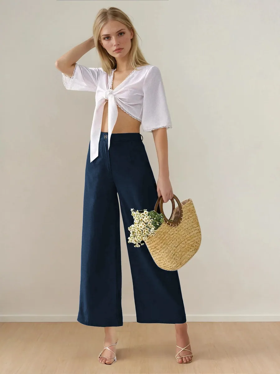 Rose Pants PDF sewing pattern: darted wide-leg trousers, view 3 of 3
