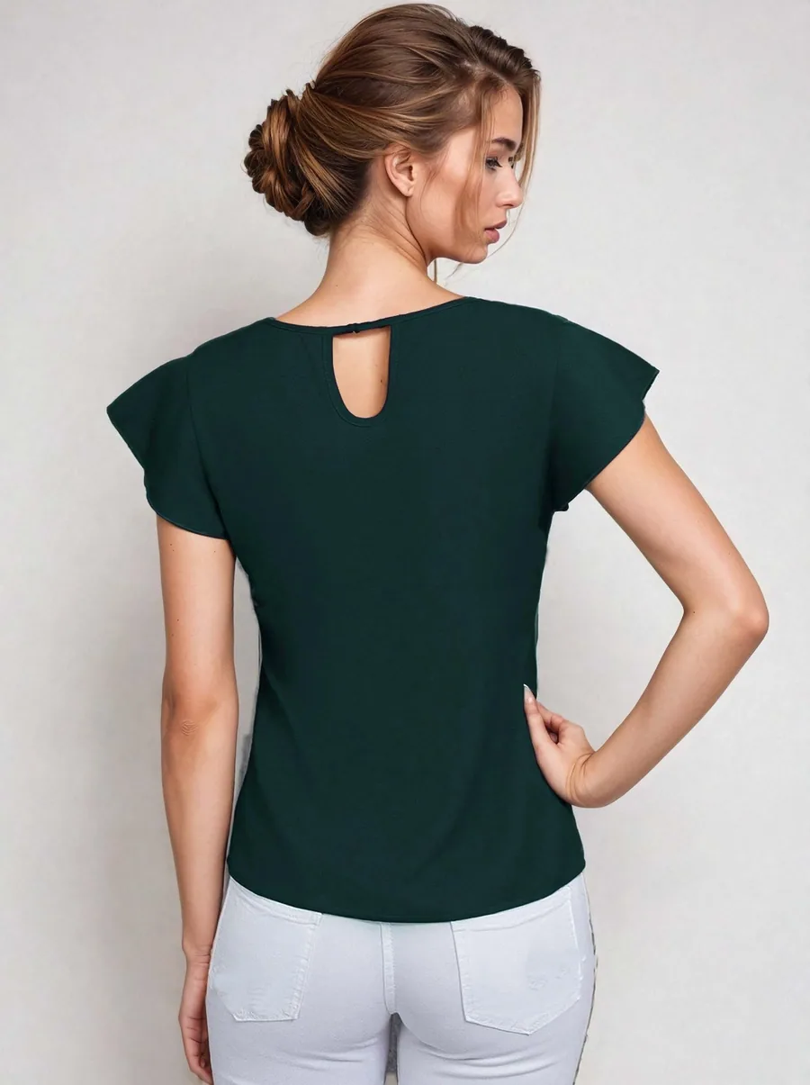 Ruffled Comfy Blouse PDF sewing pattern: flutter-sleeve blouse, back view