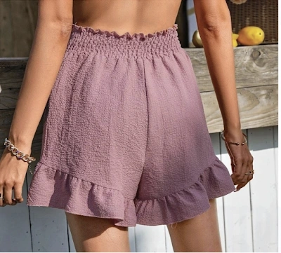 Ruffled Comfy Shorts PDF sewing pattern: ruffle hem shorts, back view