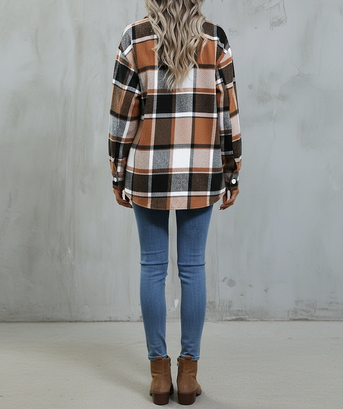 Shirt Jacket PDF sewing pattern: plaid shirt jacket, back view