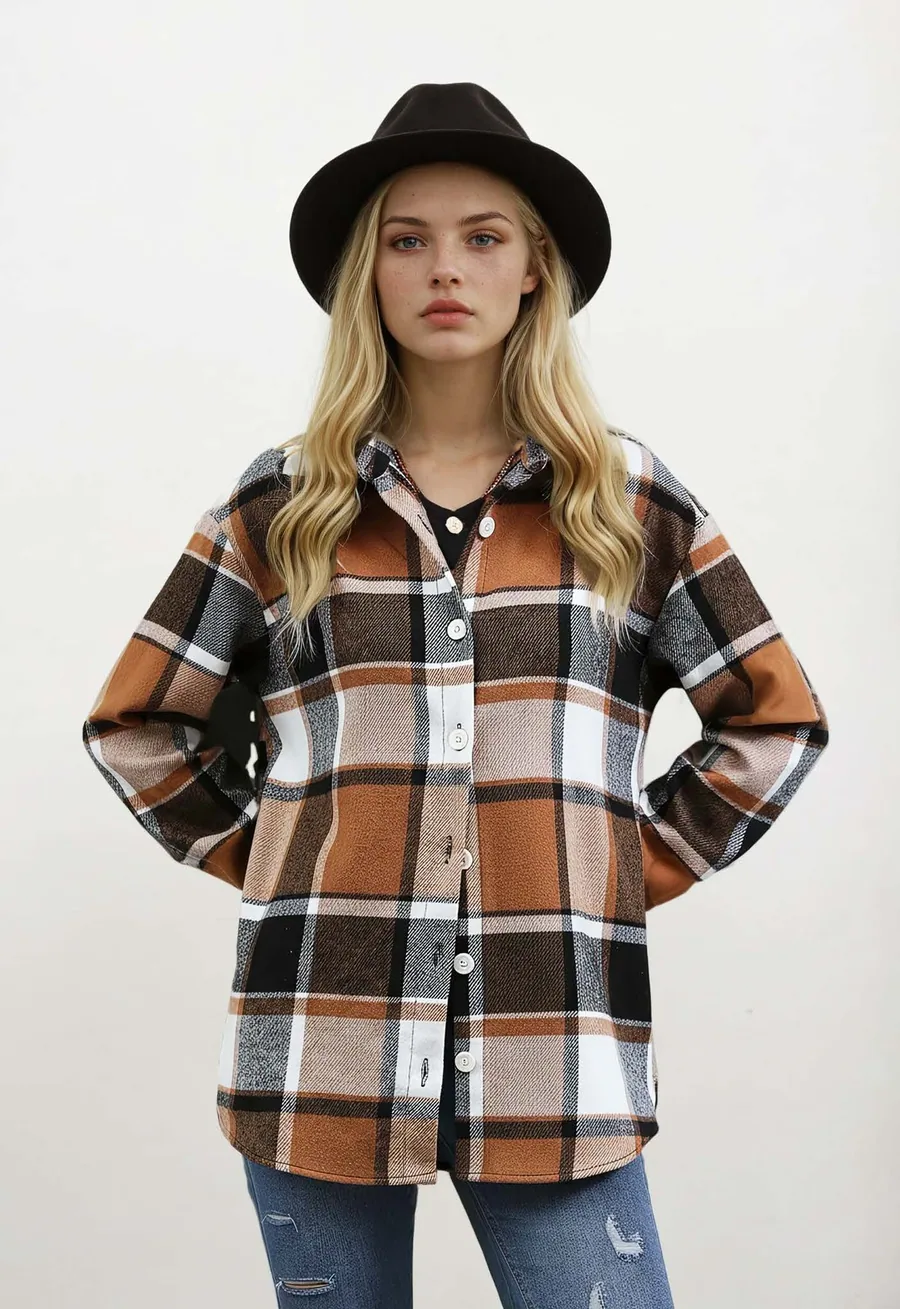 Shirt Jacket PDF sewing pattern: plaid shirt jacket, view 3 of 3