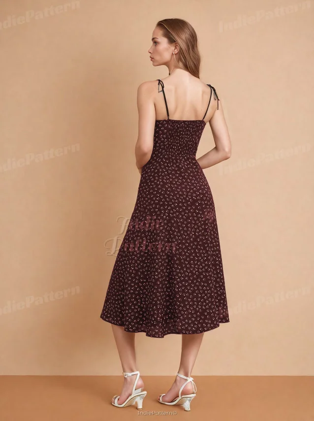 Slit Dress PDF sewing pattern: slit midi slip dress, back view