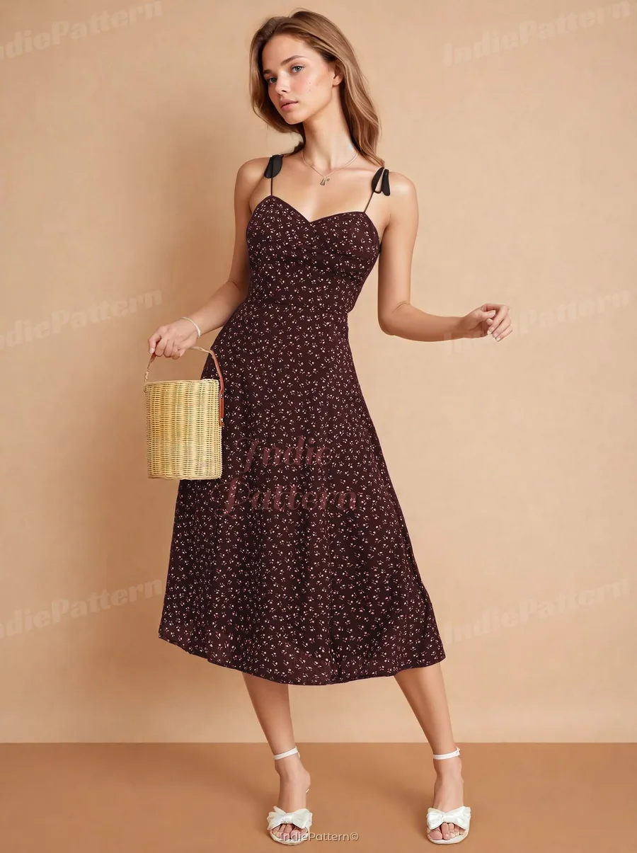 Slit Dress PDF sewing pattern: slit midi slip dress, view 3 of 3