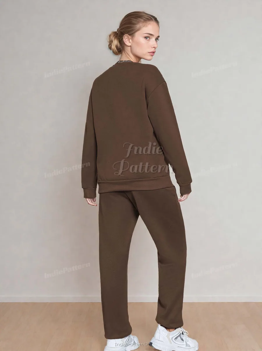 Sweatshirt and Jogger Set PDF sewing pattern, back view