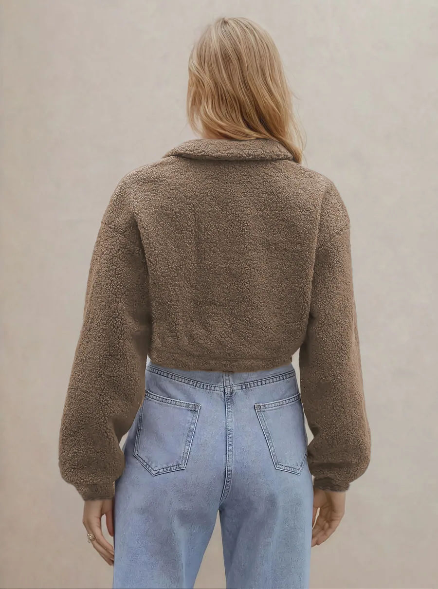 Teddy Jacket PDF sewing pattern: cropped teddy jacket, back view