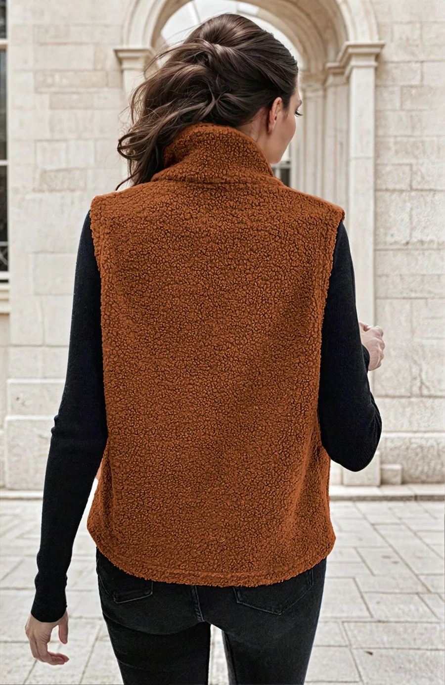 Teddy Vest PDF sewing pattern: teddy fleece gilet, back view
