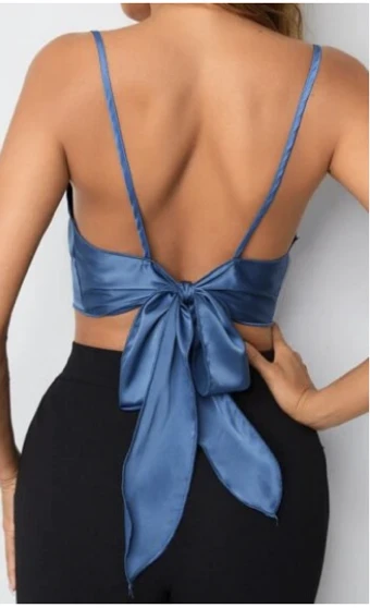 Tie Back Top 2 PDF sewing pattern: cowl-neck satin cami, back view