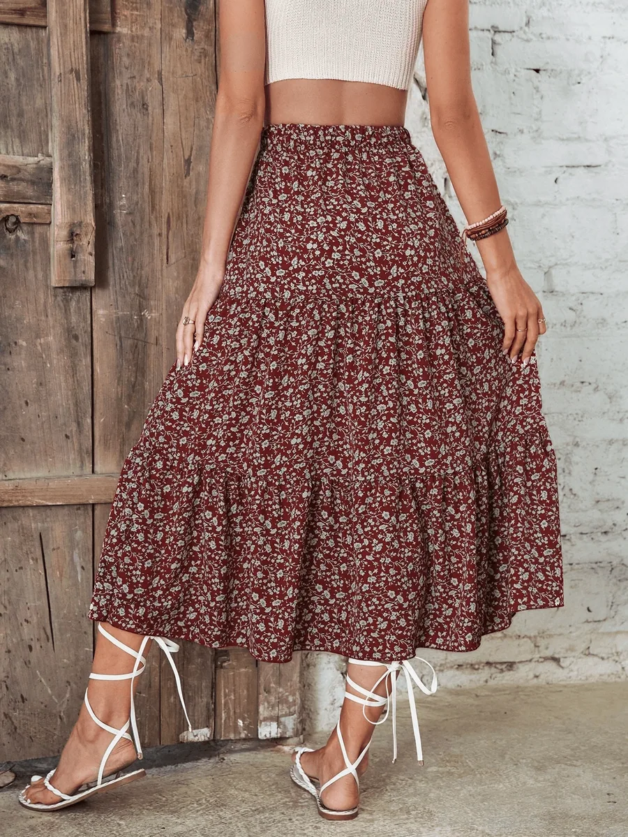 Tiered Skirt PDF sewing pattern: shirred tiered midi skirt, view 3 of 3