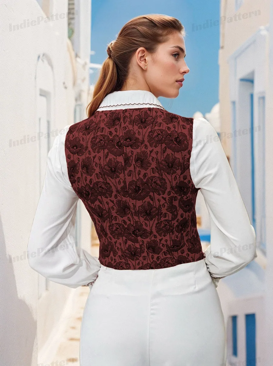 Vest PDF sewing pattern: pinstripe waistcoat, view 3 of 3