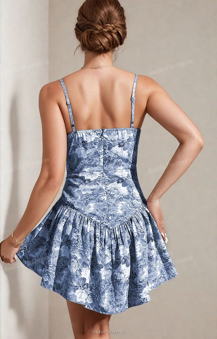 Vintage Dress PDF sewing pattern: drop-waist puffball dress, back view