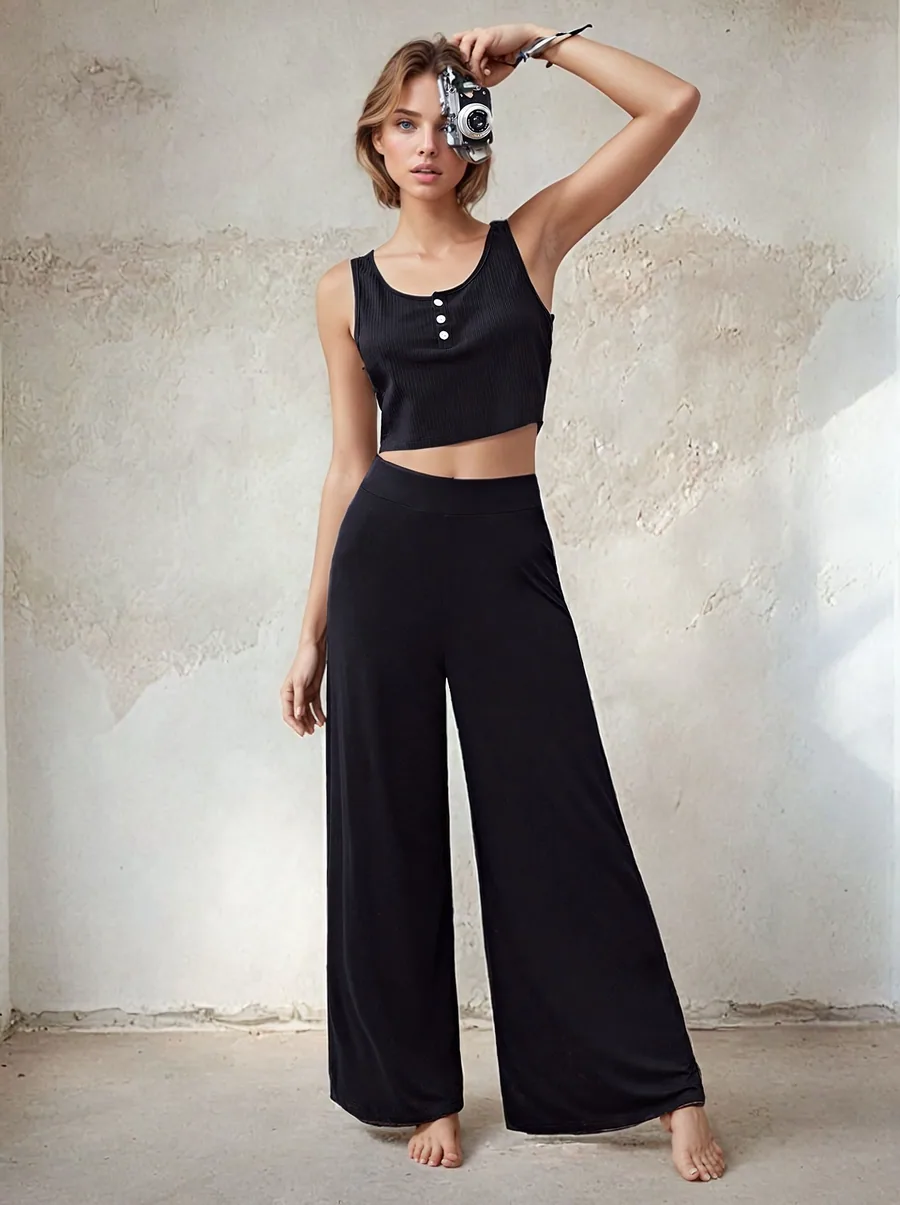 Wide Leg Pants PDF sewing pattern: wide-leg pull-on trousers, view 3 of 3