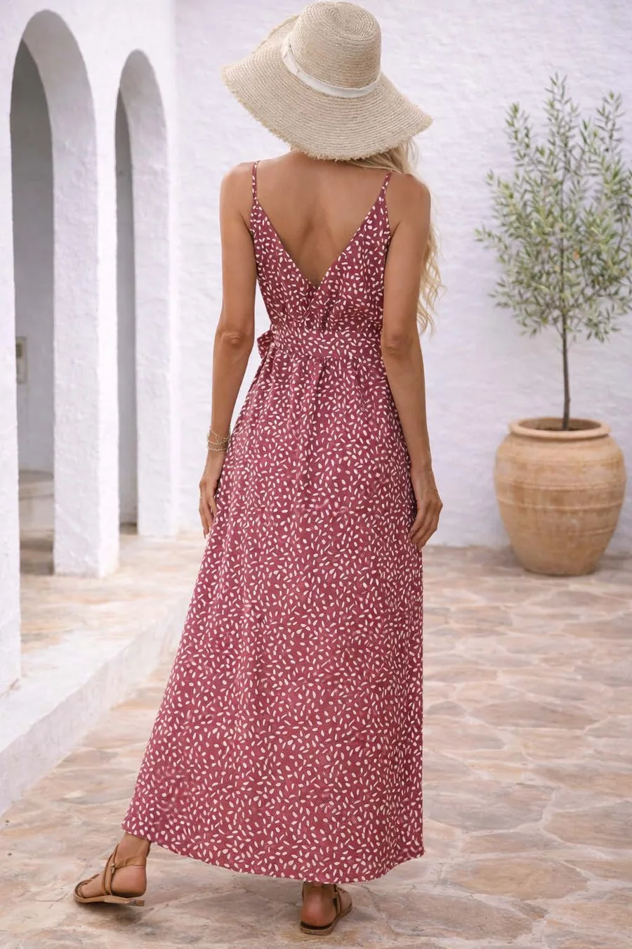 Wrap Dress PDF sewing pattern: double-slit wrap maxi, back view