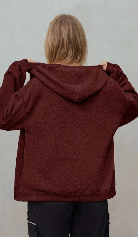 Zip Up Hoodie PDF sewing pattern: teddy zip-up hoodie, back view