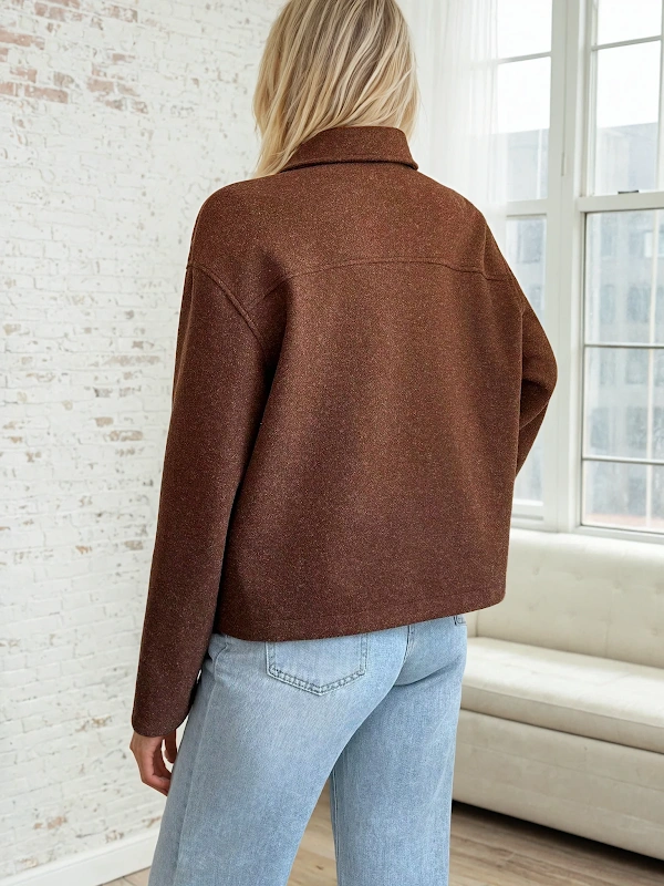 Zoe Jacket PDF sewing pattern: yoked wool zip jacket, back view